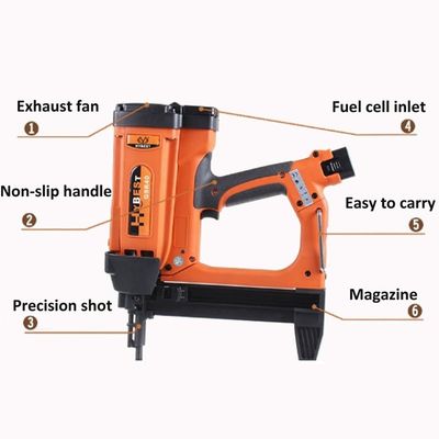 Suporte personalizado Nailer de gás sem fio Nail Gun para concreto 800-100 Nails Vida da célula de combustível