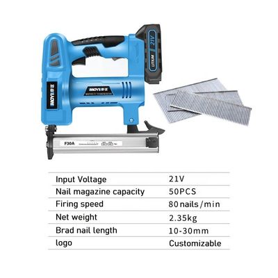 Prático Carregamento Bateria de 21 V Brad Nailer para Trabalho de Madeira e Tapete