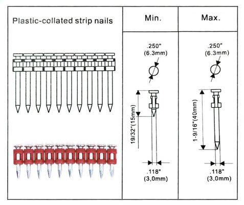 Electro Galvanizado Gas Pin Nails para Condução de concreto e Shooting 16-38mm comprimento