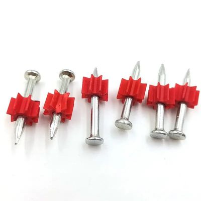 Pistola de cravos de concreto NS301T com cravos de tiro de flauta vermelha e diafragma de agitação.
