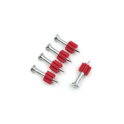 Pistola de cravos de concreto NS301T com cravos de tiro de flauta vermelha e diafragma de agitação.