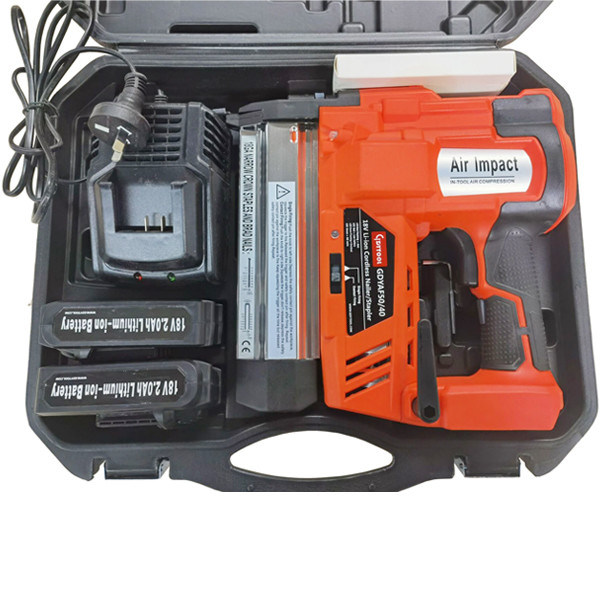 Nailer sem fio de 18 volts de madeira para uso industrial, com capacidade para até 100 pregos com bateria Li
